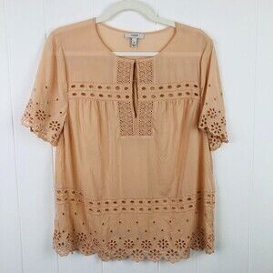J. Crew Womens Peach Eyelet Top Size 8